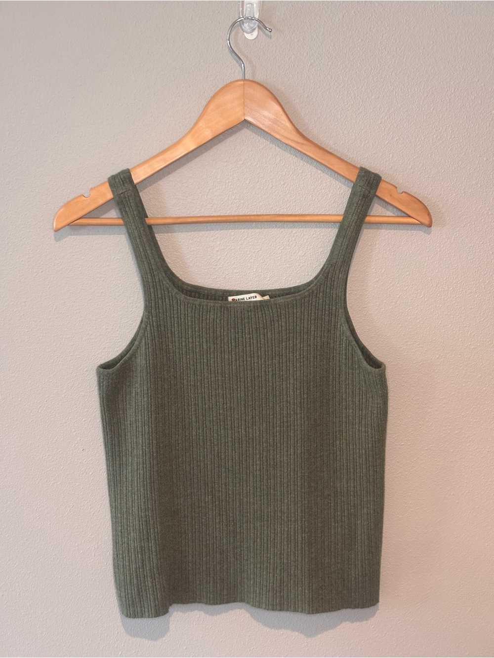 Marine Layer Olive Ribbed Square-Neck Tank